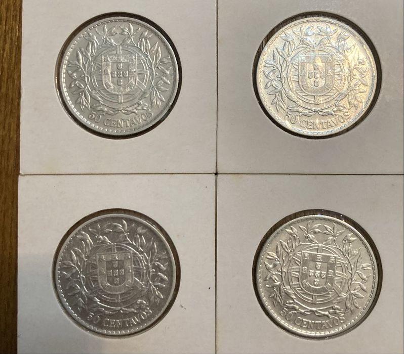 Série de 4 moedas de 50 centavos em prata