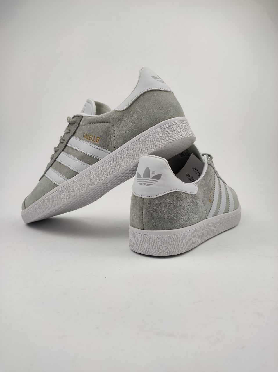 Чоловічі кросівки Adidas Gazelle сірий з білим  6352 НОВИЗНА