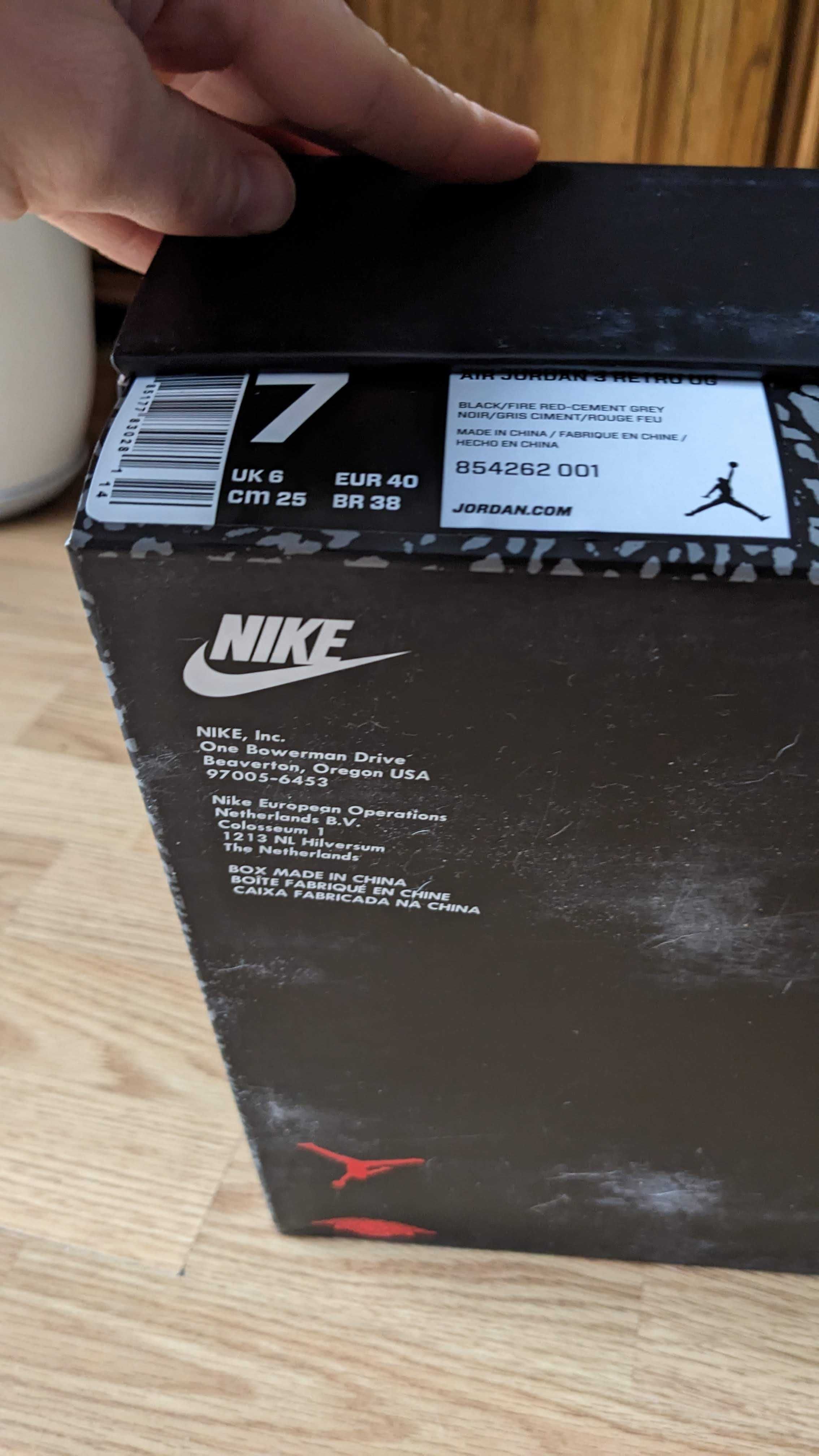 Jordan 3 Retro Black Cement (2018) US7 EU40 25cm