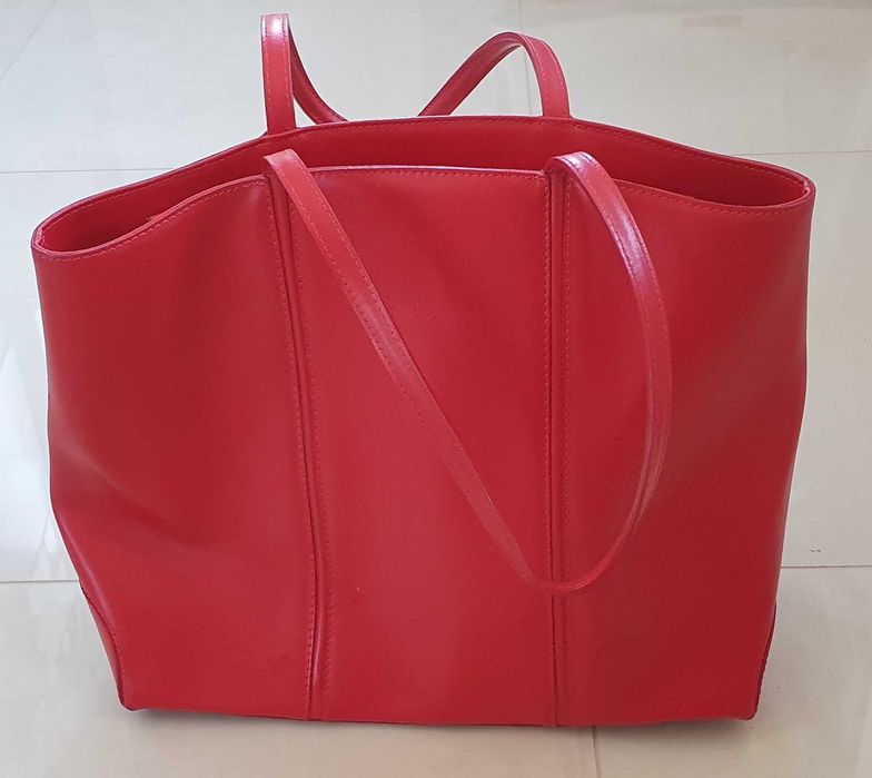 Włoska skórzana czerwona torebka