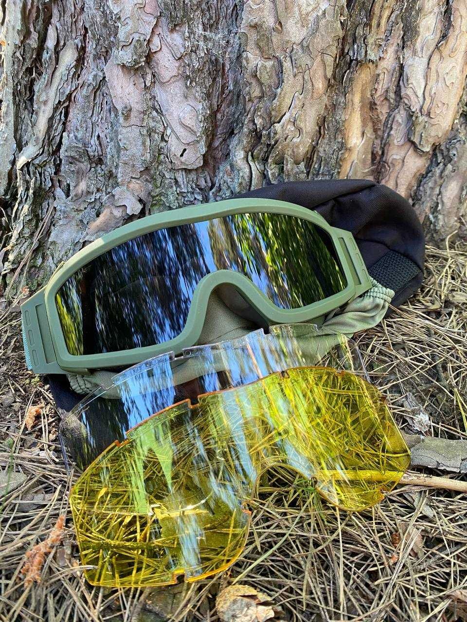 Окуляри маска тактична, тактические очки маска олива со сменными линз.