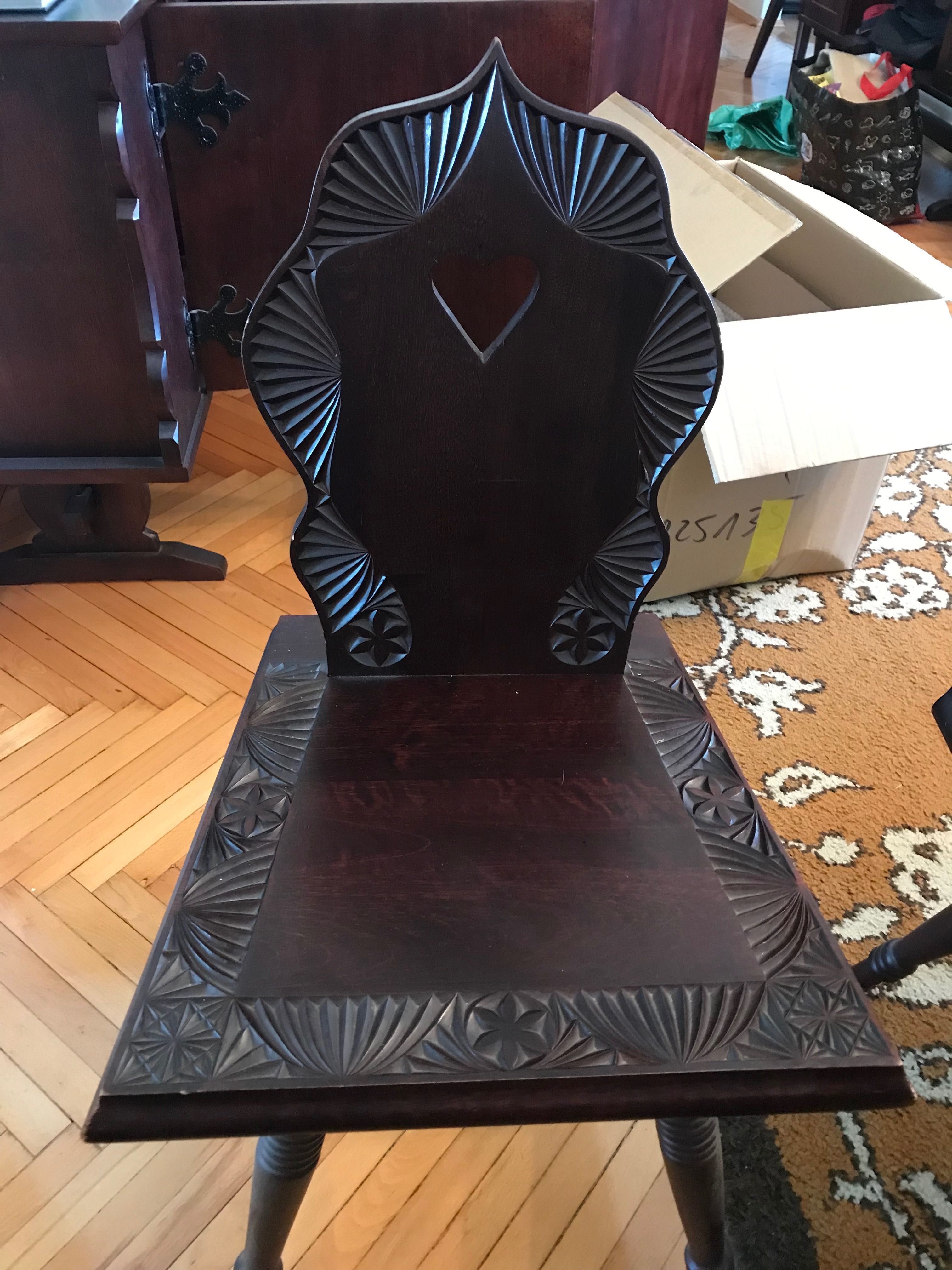 Ręcznie rzeźbiony Stół 150x75,  ława i 6 krzeseł lite drewno cepelia