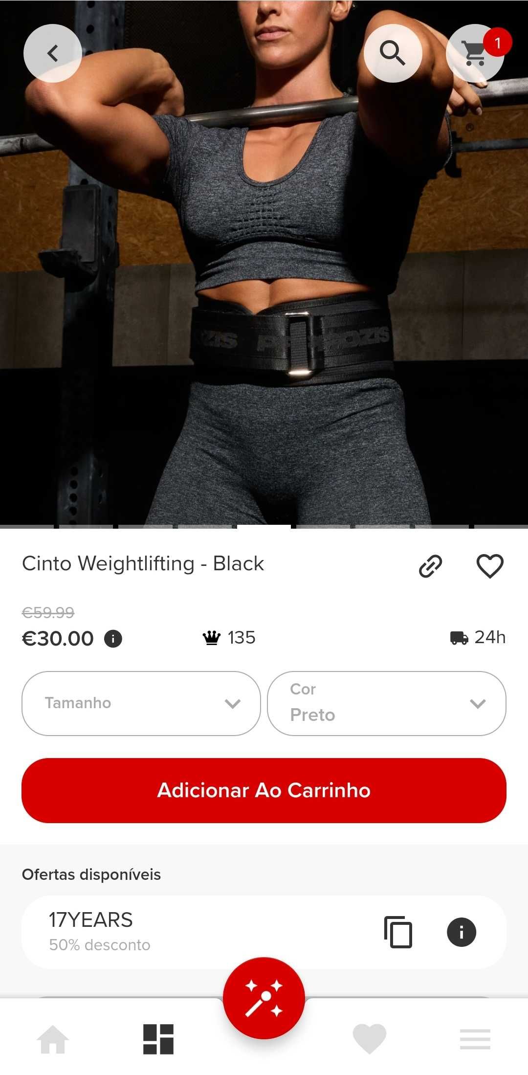 Cinto weightlifting Prozis tamanho L