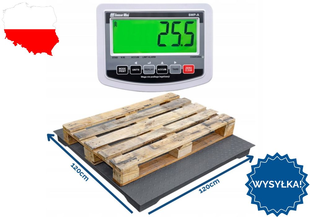 Nowa Waga Platformowa Paletowa Rolnicza 1,2x1,2m 3T 3000kg 5T SOLIDNA