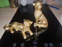 2 figurki ozdobne złote koty nowe