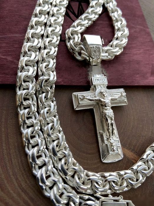 Срібний набір 100г ланцюжок+хрестик цепочка серебряная+крестик набор