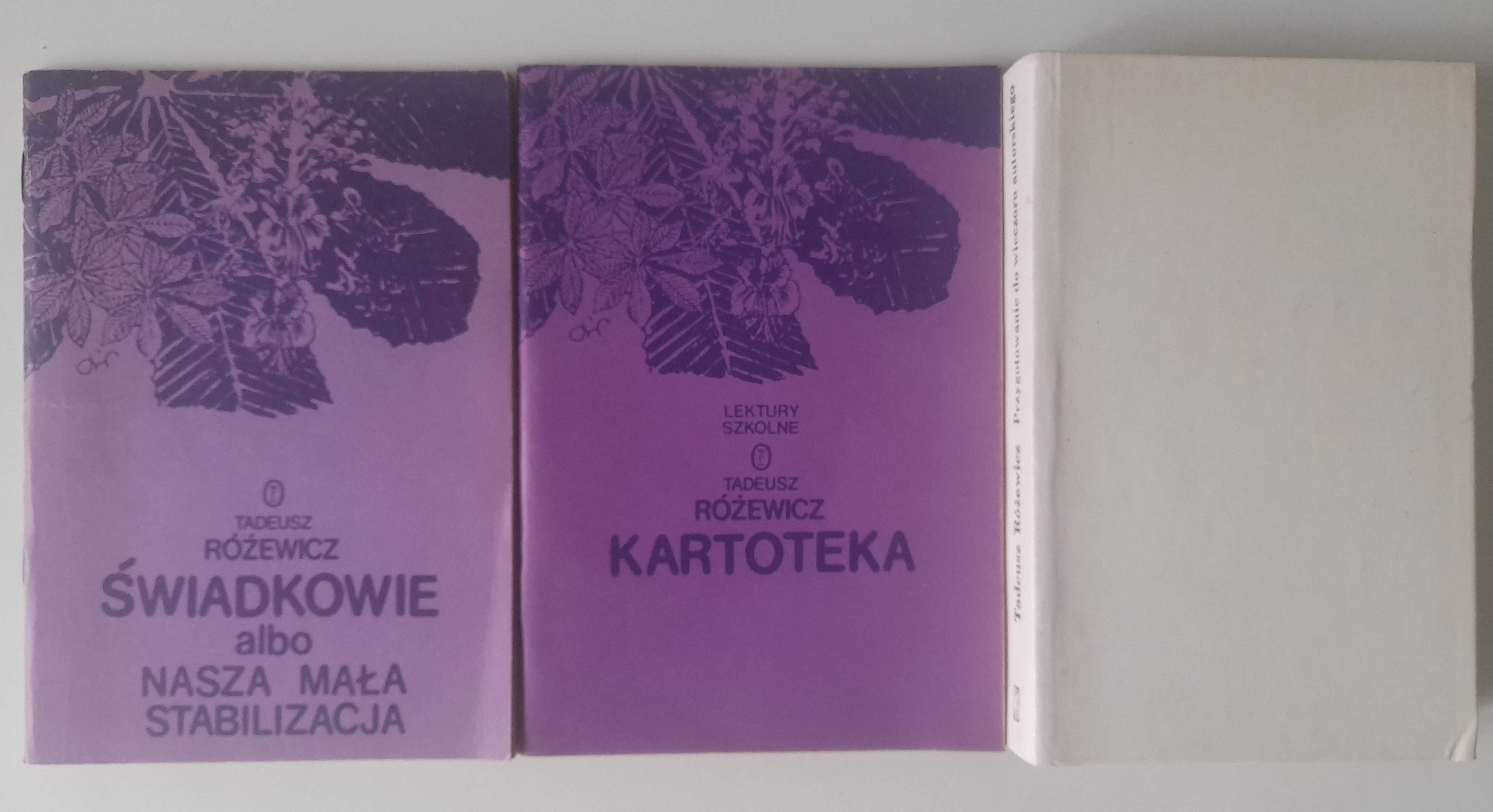 Różewicz 3 książki Świadkowie, Kartoteka, Przygotowanie do wieczoru...