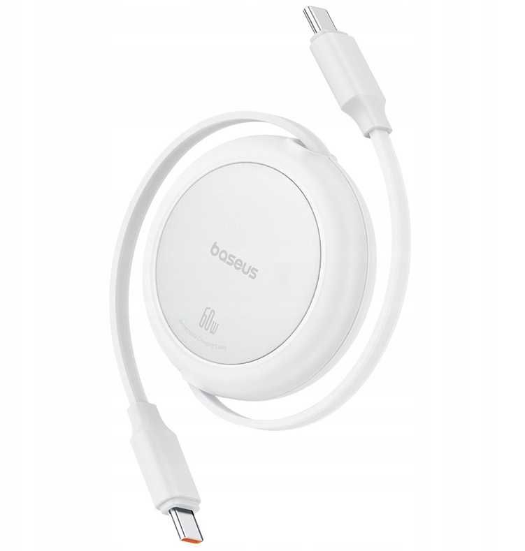 Baseus Szybki zwijany Kabel USB-C DO USB-C Free2Pull 1m 60w biały