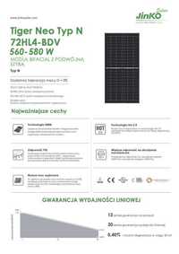 Panele fotowoltaiczne Jinko Solar 565Wp N-Type BIFACIAL 10BB