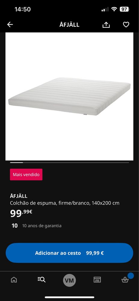 Colchão AFJALL do Ikea