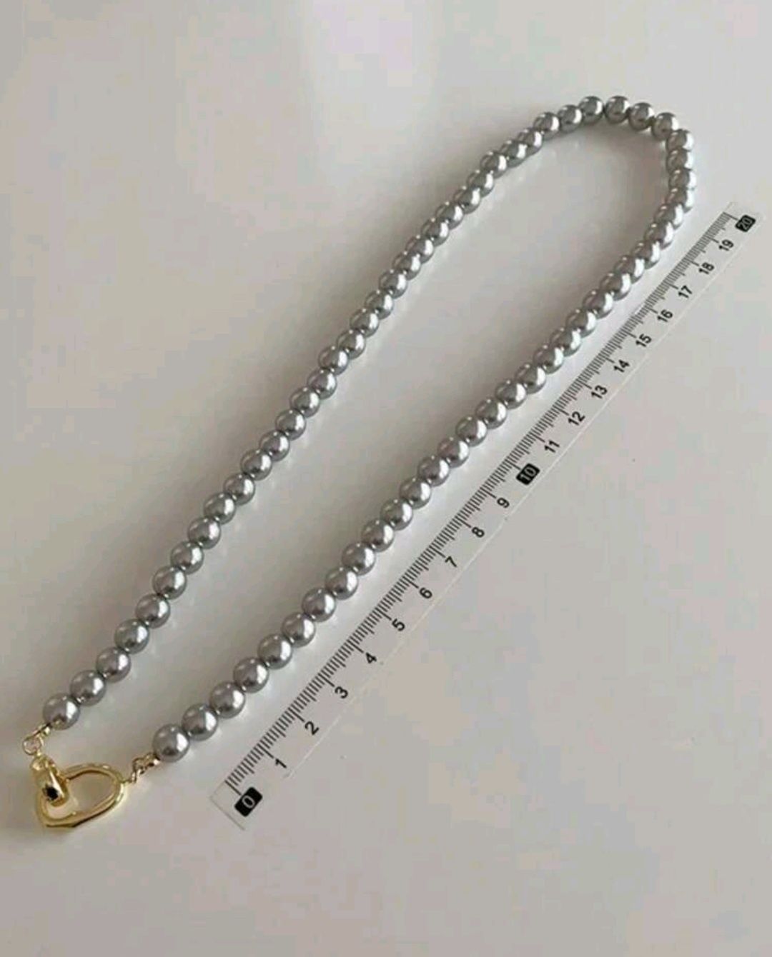 Naszyjnik szare metaliczne sztuczne perełki