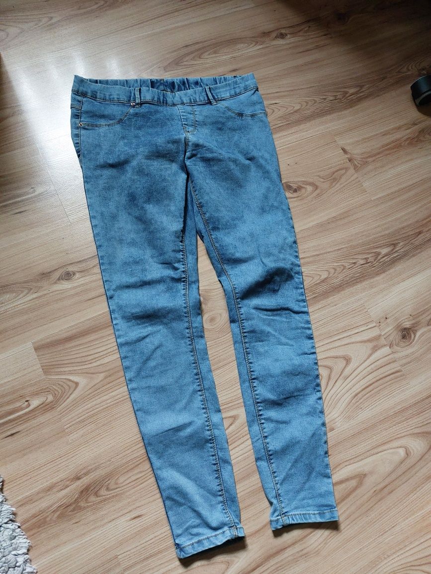 Jegginsy house m L 38 40 sprany jeans elastyczne pasek jasno.niebieski