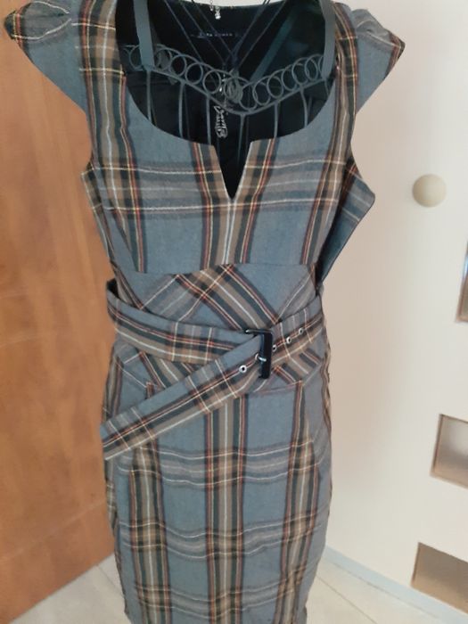 Sukienka M  Zara Woman vintage stara kolekcja kratka szara boho wady