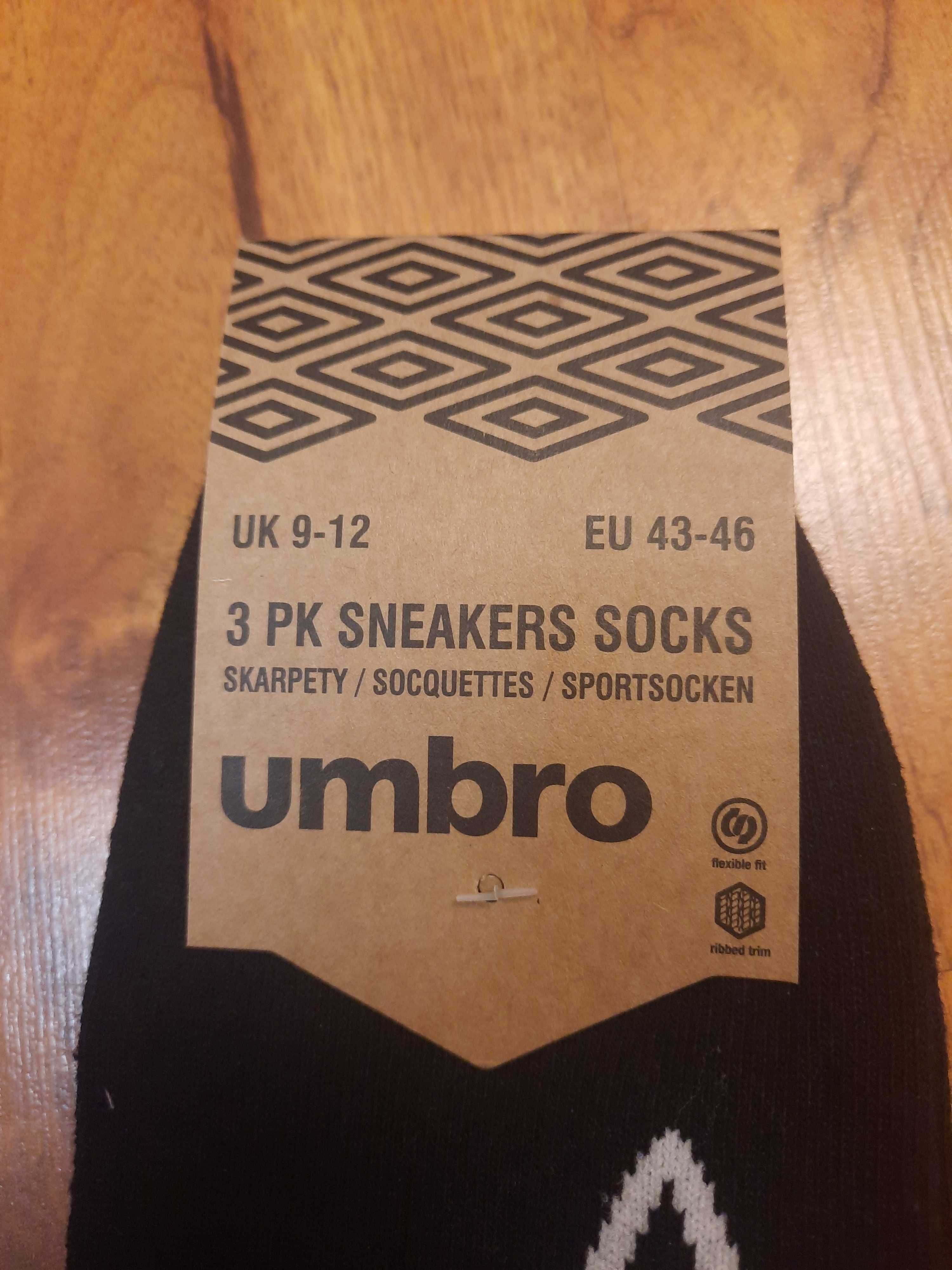 Skarpetki bawełniane czarne stopki skarpety sneaker Umbro 43 46