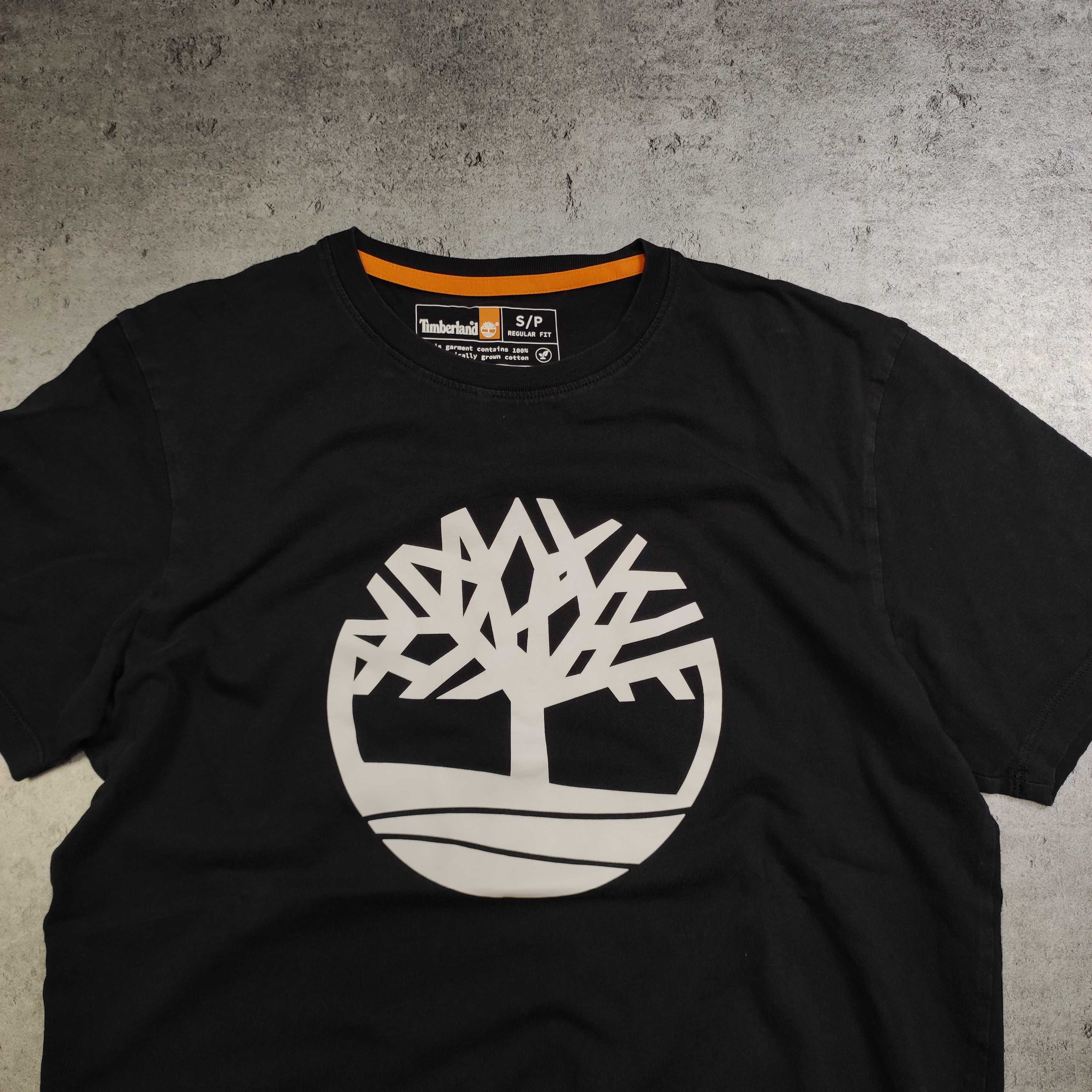 MĘSKA Granatowa Koszulka Duże Logo Trekking Góry Timberland Casual