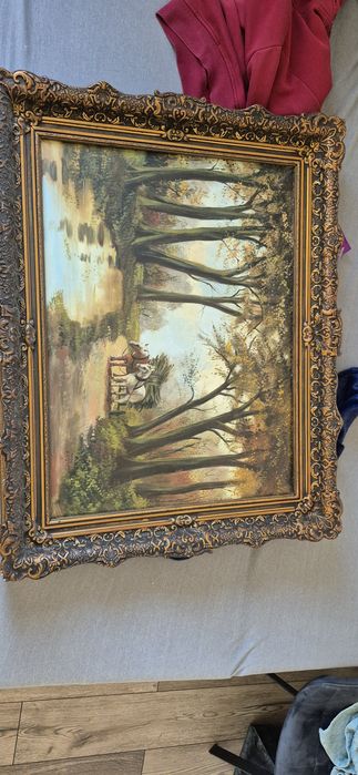 Obraz. Pejzaż zaprzeg konny koło 1890rok