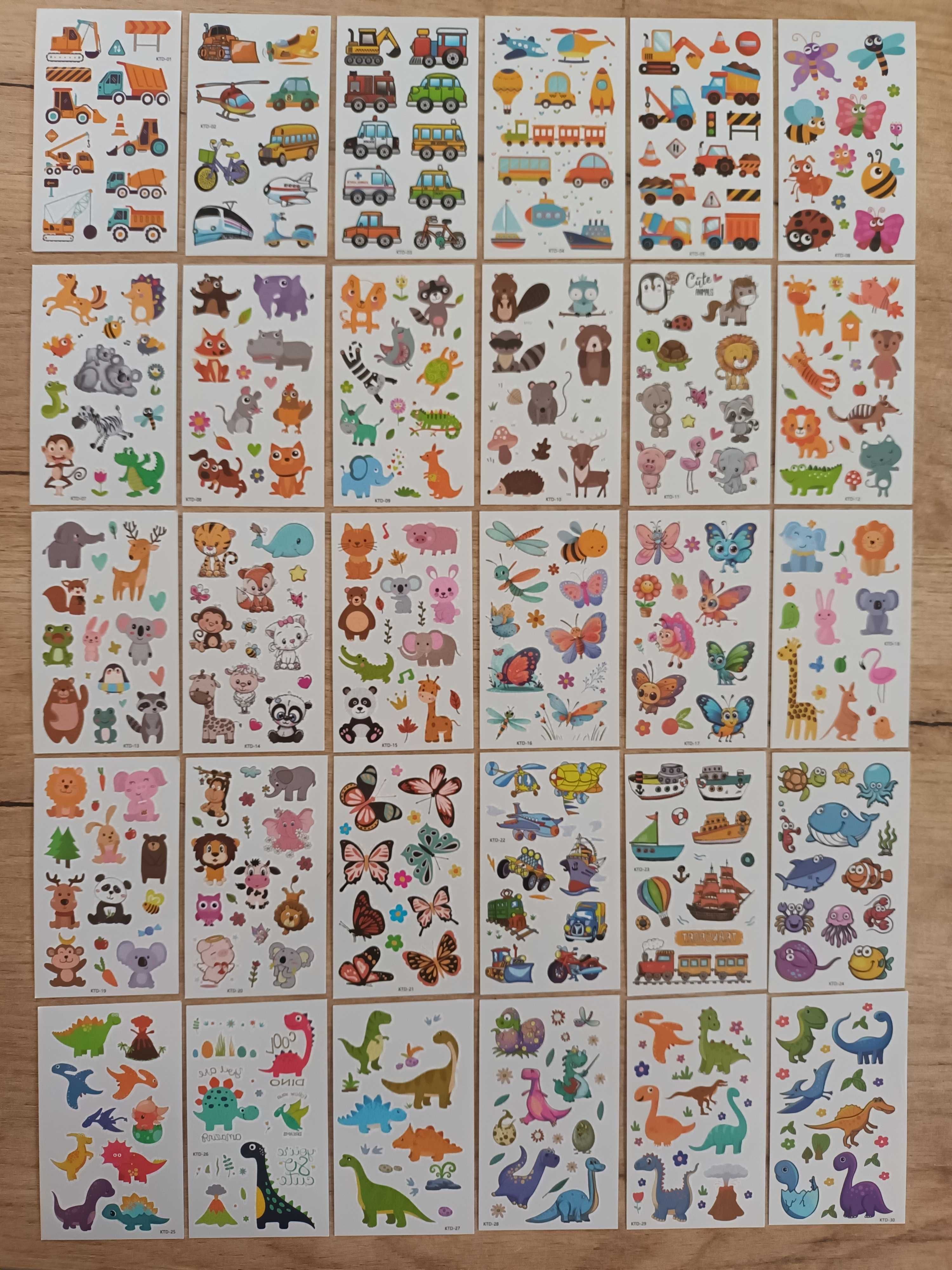 300 wzorów! MIX tatuaże dziecięce 30 arkuszy