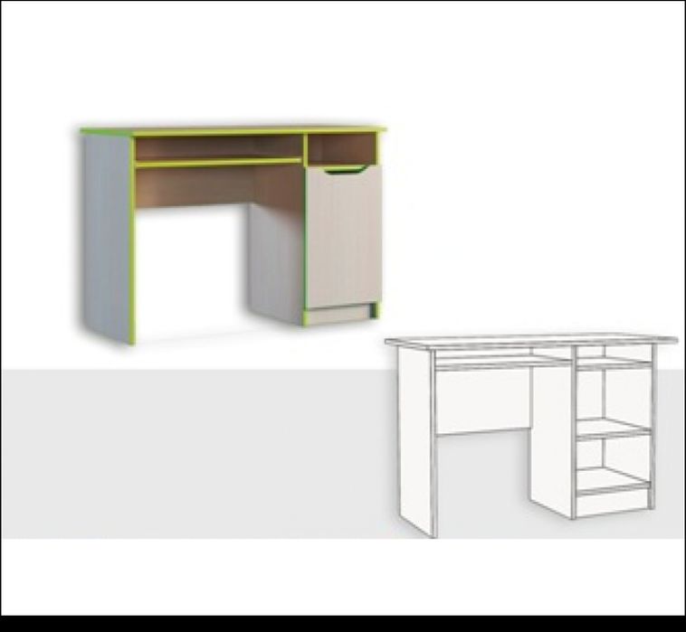 Меблі для дитячої кімнати: письмовий стіл та книжкова шафа.