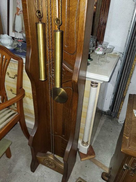 Unikatowy zegar podłogowy stojący skrzynia dębowa