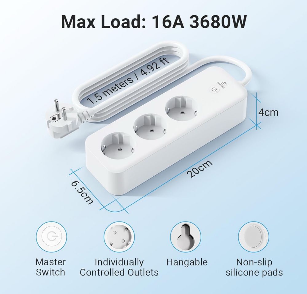 Inteligentna listwa zasilajaca eightree gniazdo przedluzacz smart wifi