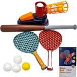 Zestaw Sportowy Baseball + Badminton dla Dzieci + 4 piłki