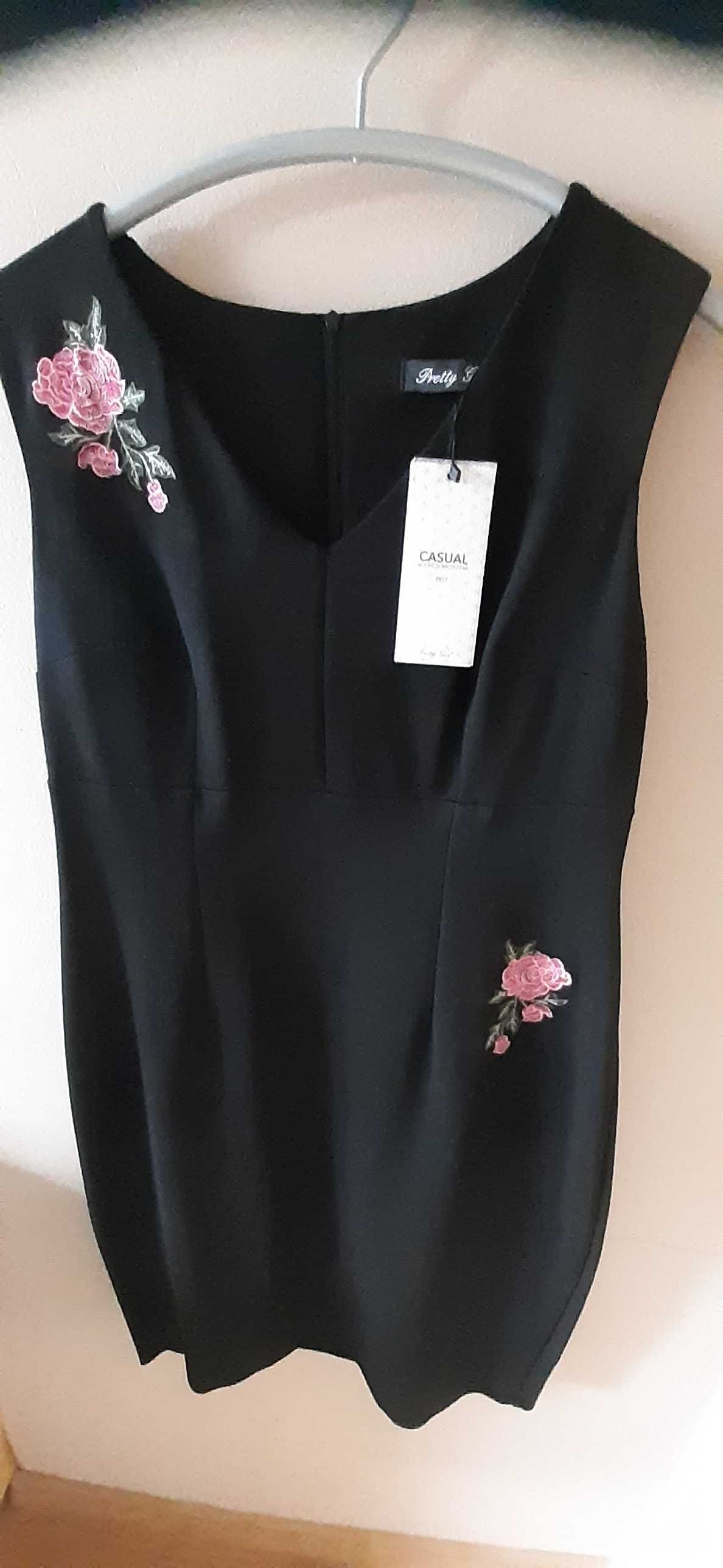 Nowa z metką elegancka czarna sukienka marki PRETTY GIRL rozmiar 42