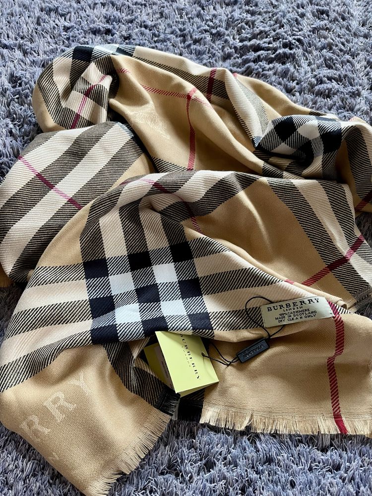 Kaszmirowa chusta Burberry 180x70 cm w kratę