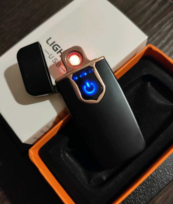 Зажигалка спиральная USB 712 в упаковке. Розница/опт. Цвет: черный