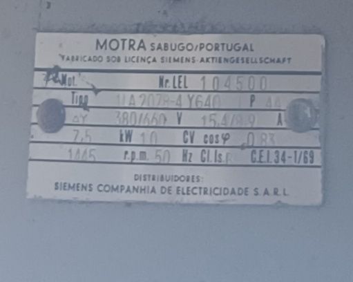 Motor 7,5 CV marca Siemens