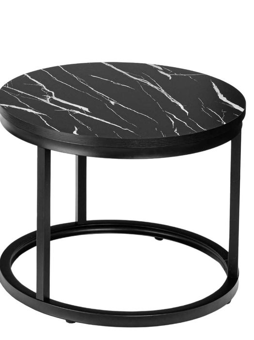 stolik loftowy GALEN CZARNY MARMUR mały