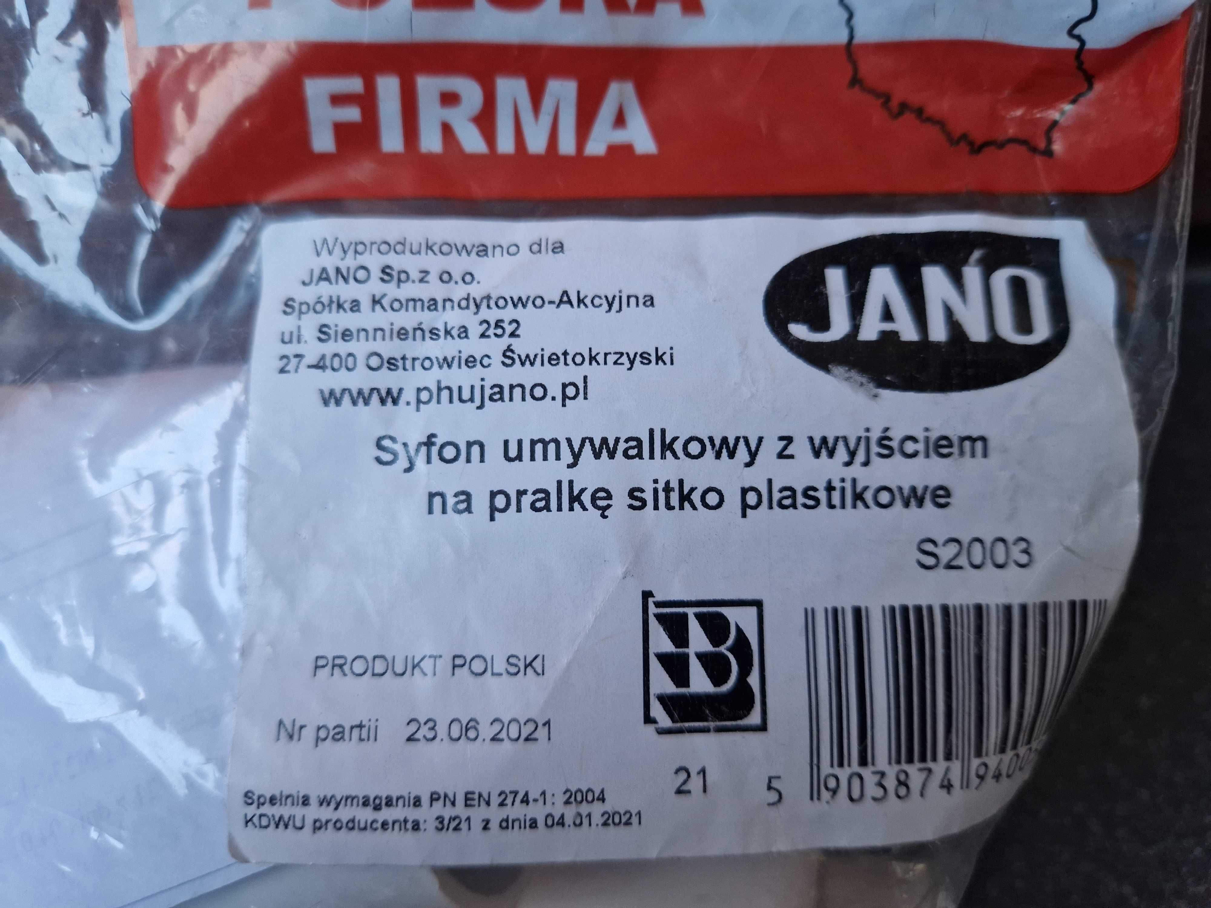 Syfon umywalkowy z wyjściem na pralkę sitko plastikowe