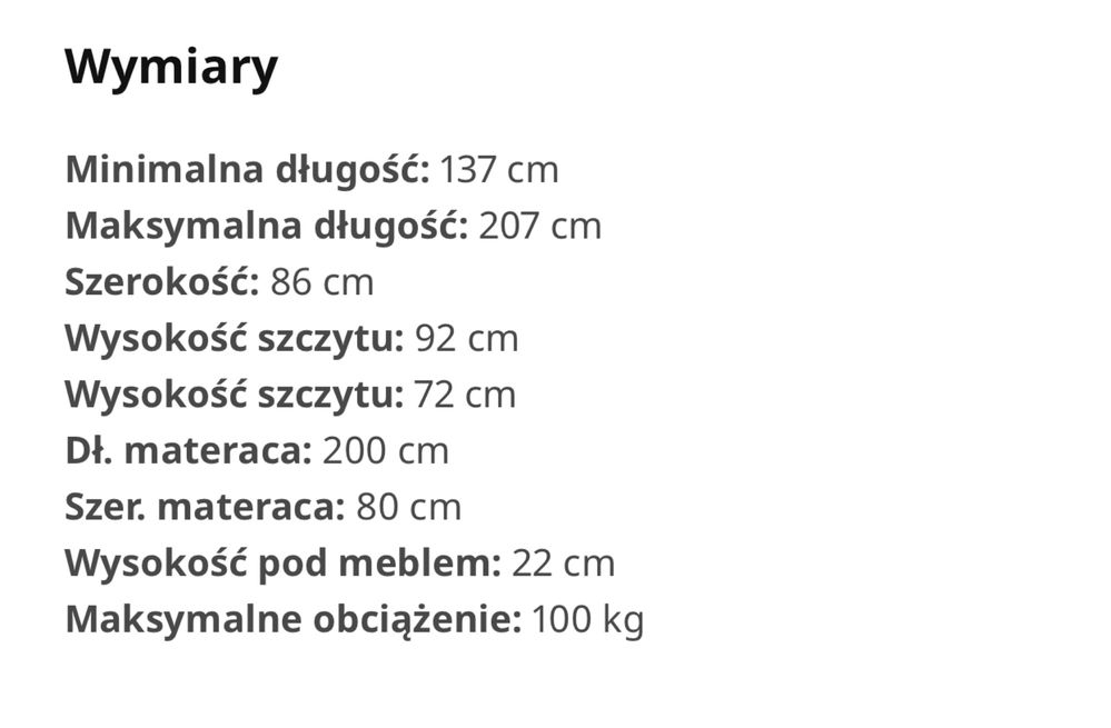 Łóżko Minnen Ikea rozsuwane z materacem