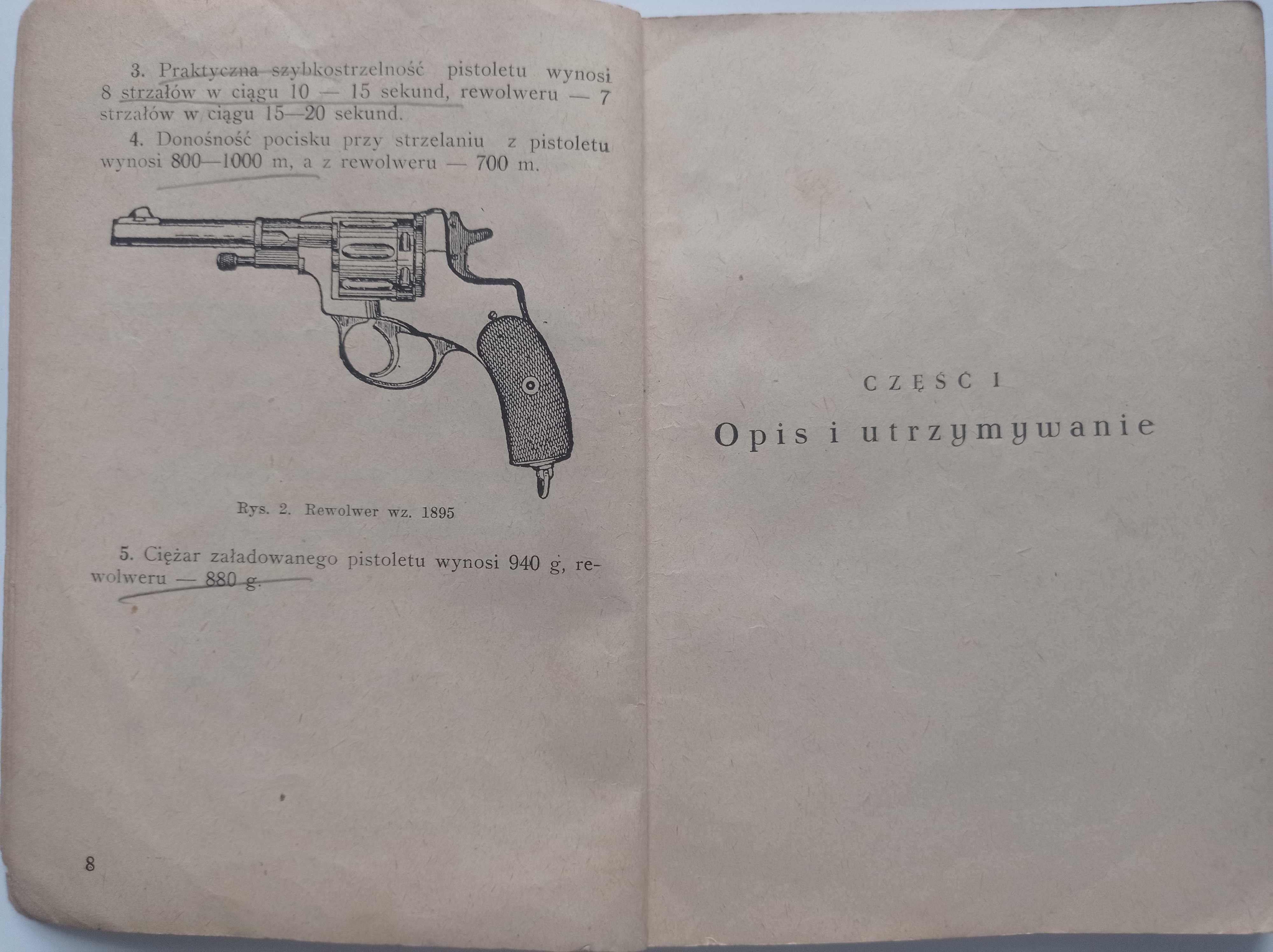 Instrukcja piechoty pistolet wz. 1933 i rewolwer wz. 1895 - oryginał.