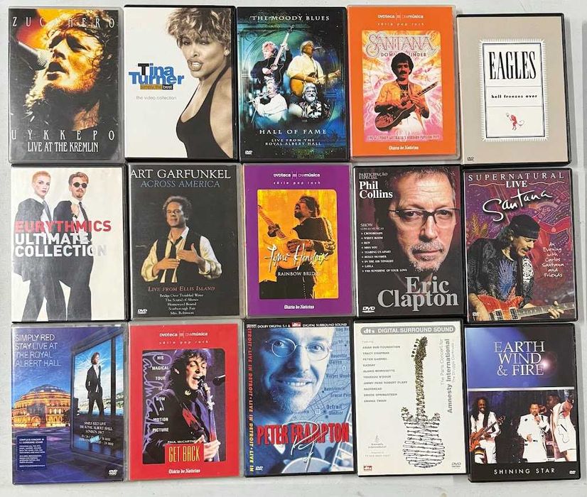 DVDs de vários grupos musicais musicais. (ver fotografias)
