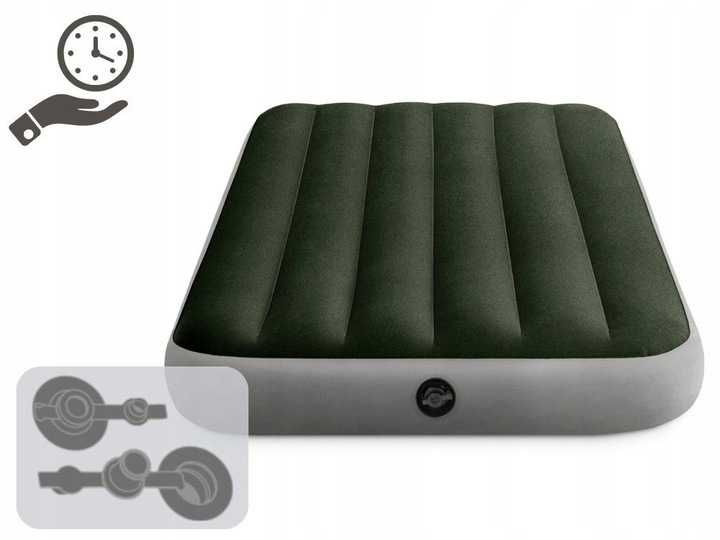 Materac Dmuchany Welurowy Jednoosobowy Łóżko 191x99x25 Intex