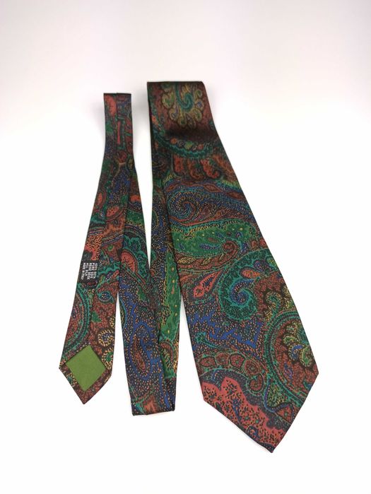 Del Mare 1911 zielony jedwabny krawat paisley zm63