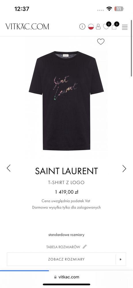 Oryginalna czarna koszulka bluzka yves Saint Laurent S