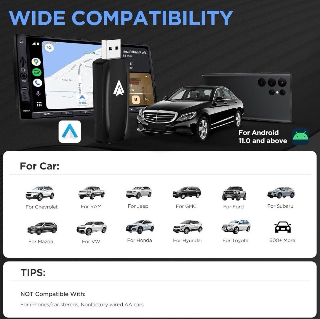 MSXTTLY Bezprzewodowy adapter Android Auto 2024, Wireless Android Auto