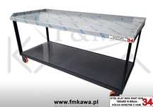 Mobilny stół blat nierdzewny 190x80 INOX  mobilny na kółkach półka FV