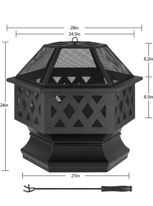 Fogueira exagonal de Jardim 70cm diâmetro