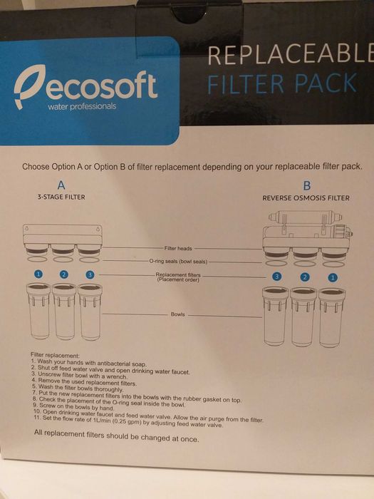 Улучшенный комплект картриджей Ecosoft для тройного фильтра