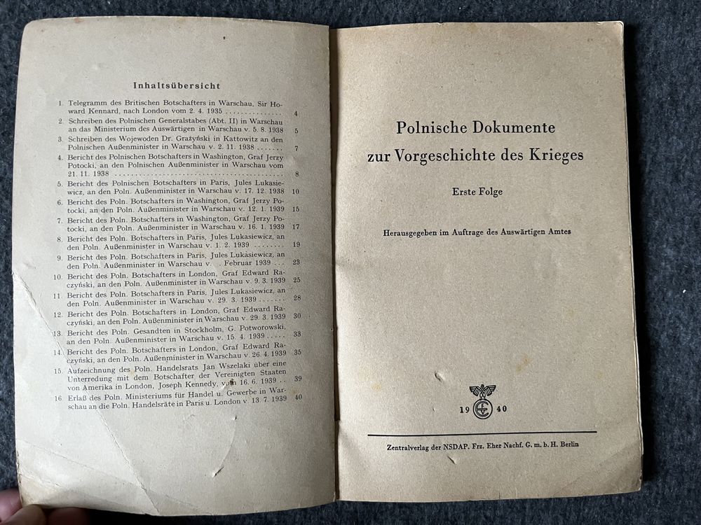 Polskie dokumenty dotyczące przygotowań do wojny. NSDAP 1940r.