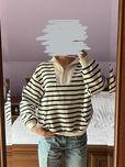 bluza bezowa w czarne paski