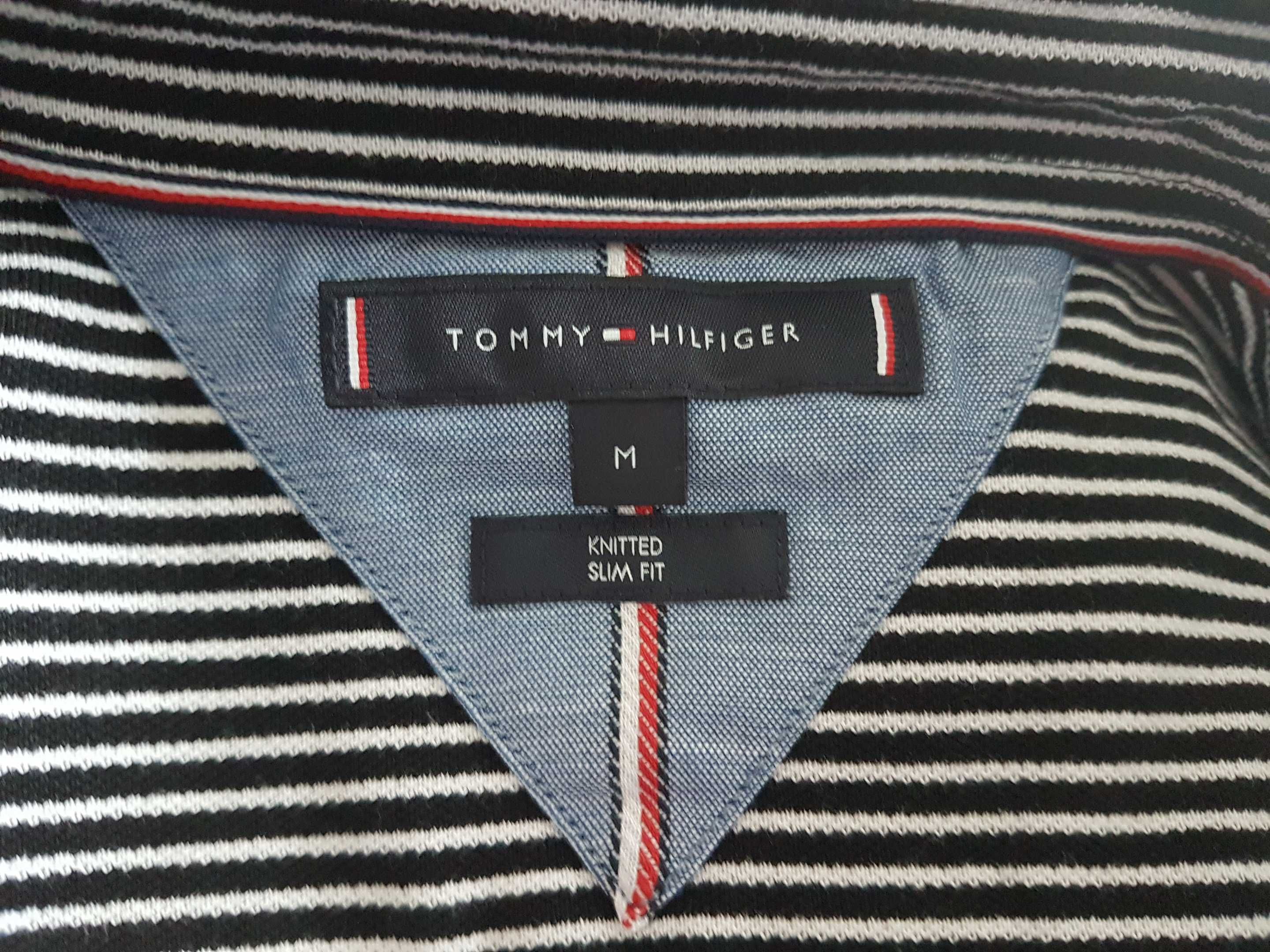 Koszula nowa Tommy Hilfiger w biało czarne paski, r. M slim fit