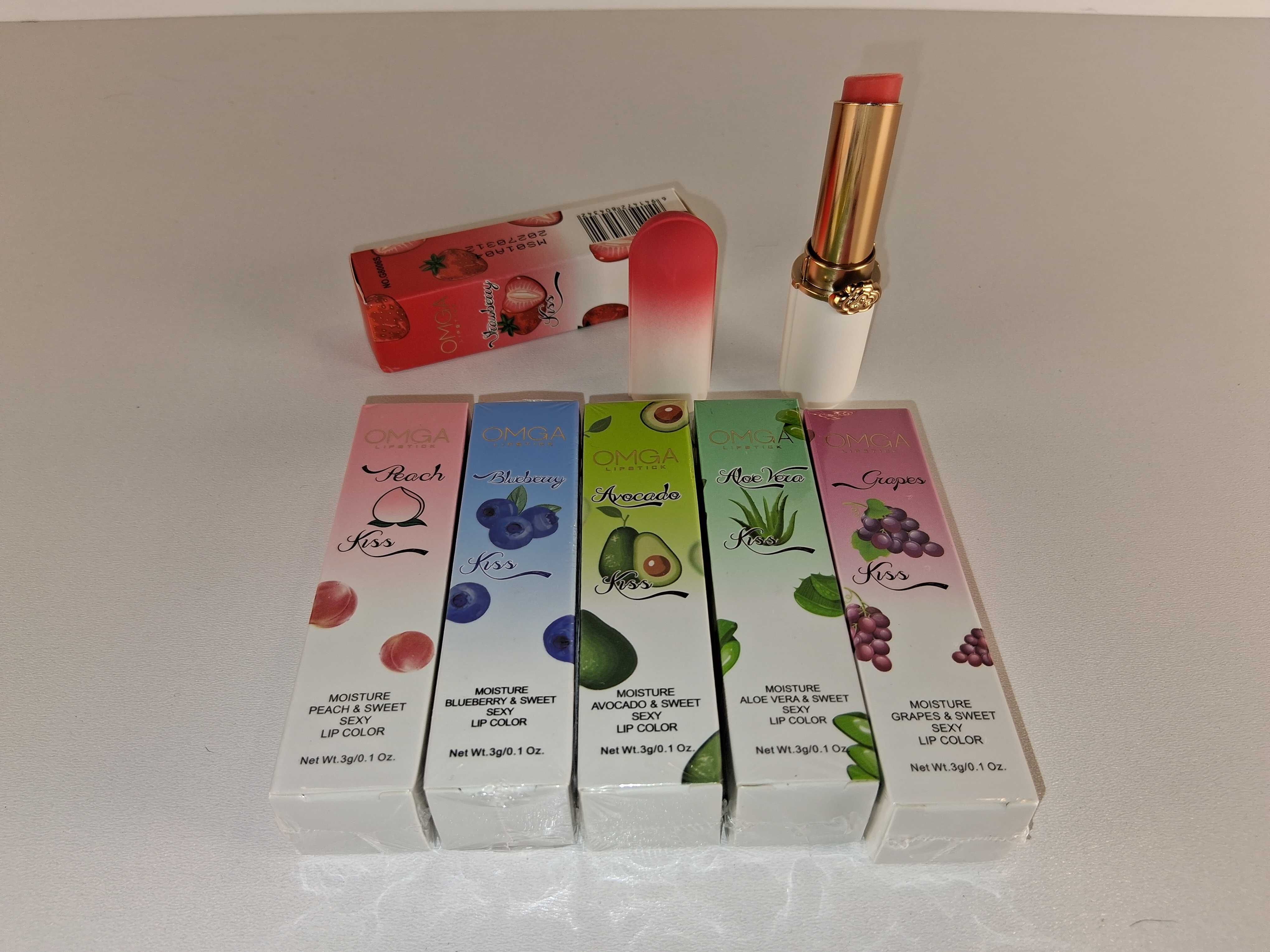 Y009 Zestaw Nawilżających Pomadek Do Ust Owoce 6 Sztuk OMG Kiss