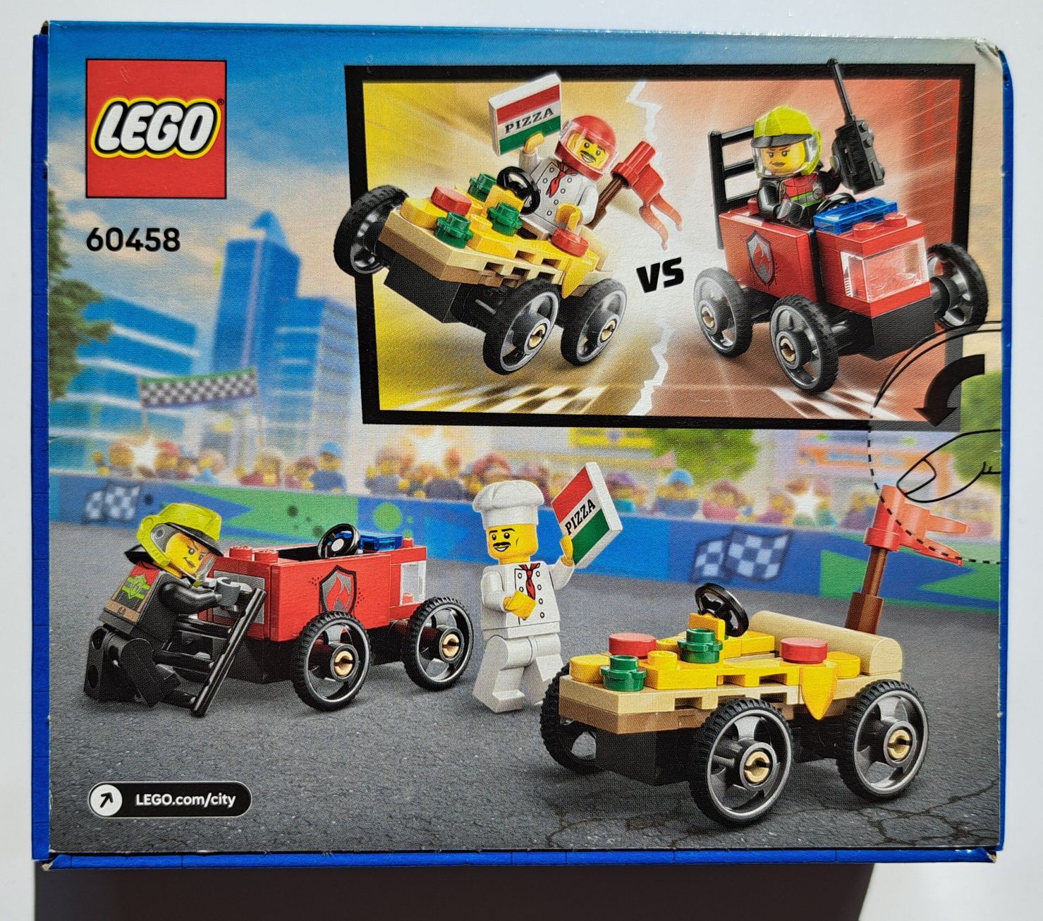 Lego 60458 Zestaw Wyścigówek: Pizza Kontra Wóz Strażacki