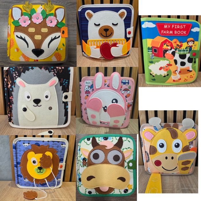 Книжечка дитяча із фетру Монтесорі та книжечка шуршалка для немовлят