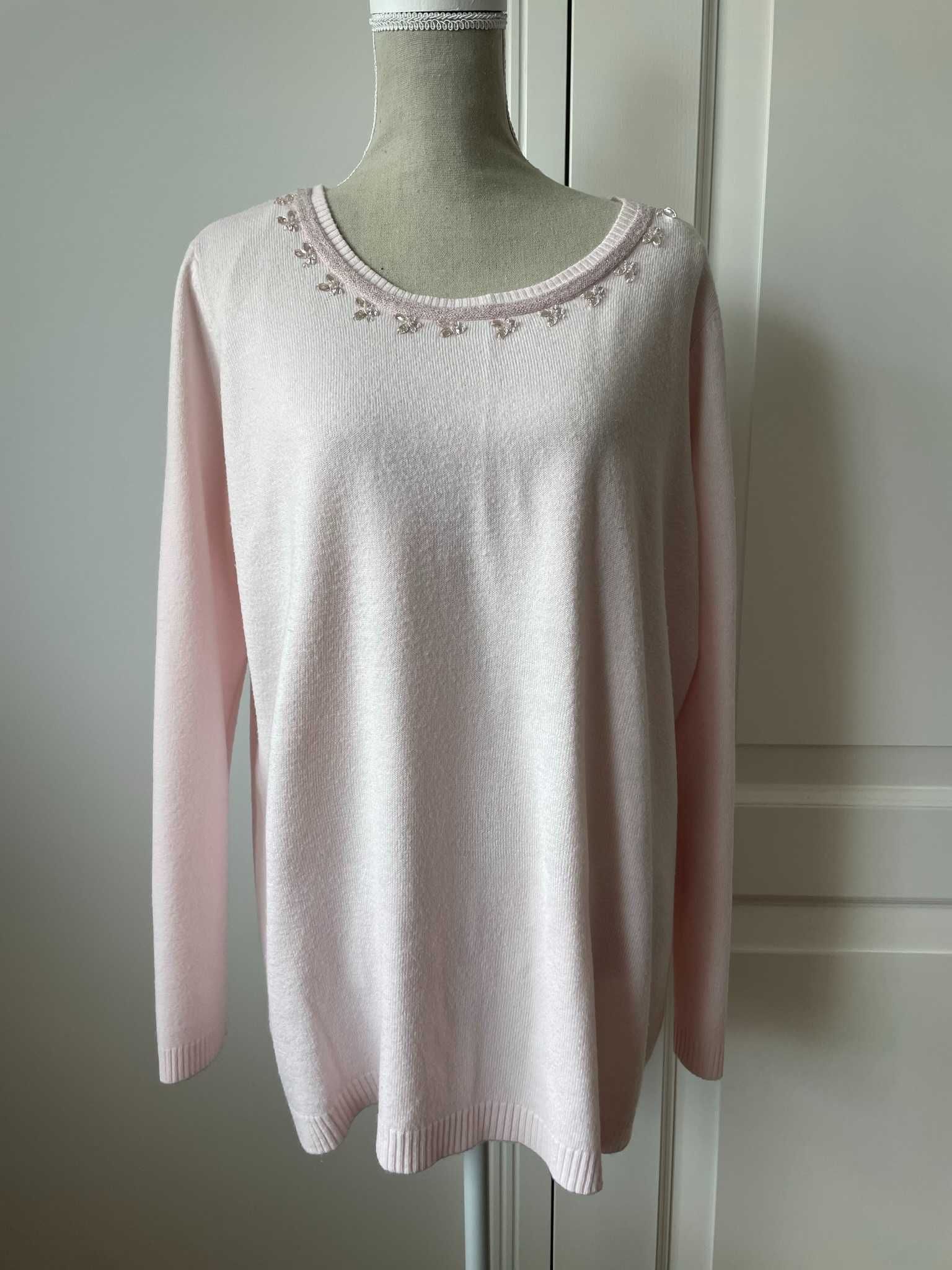 Sweterek w odcieniu pudrowego różu C&A 44/46 plus size