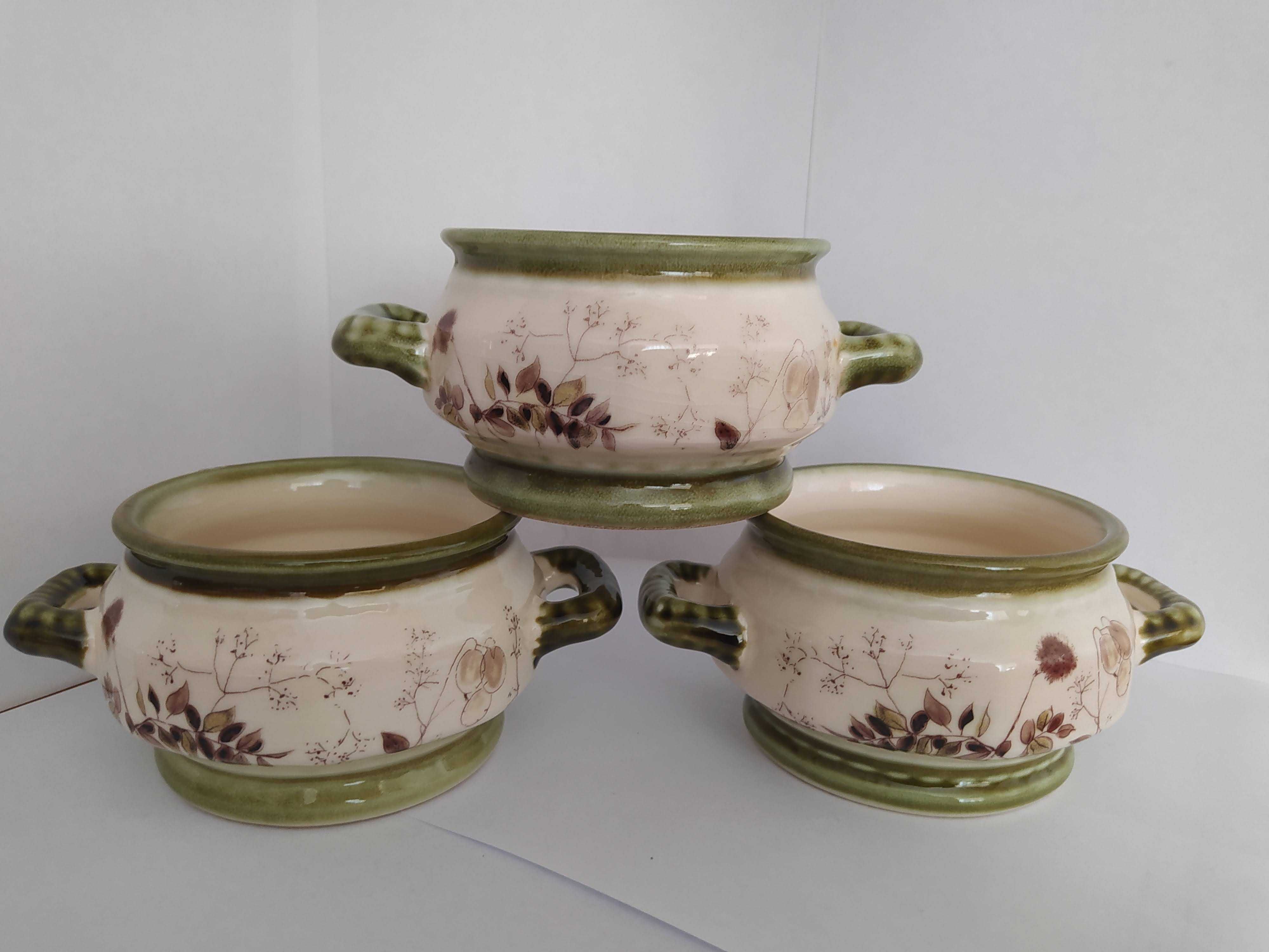 Zestaw Zeller Keramik Niemcy ceramika filiżanki bulionówki świecznik