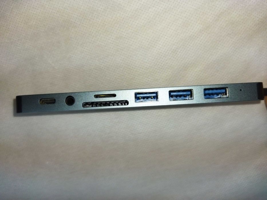 USB хаб 2218TU C/Type A 8 в 1 алюмінієвий hub картрідер аудіо